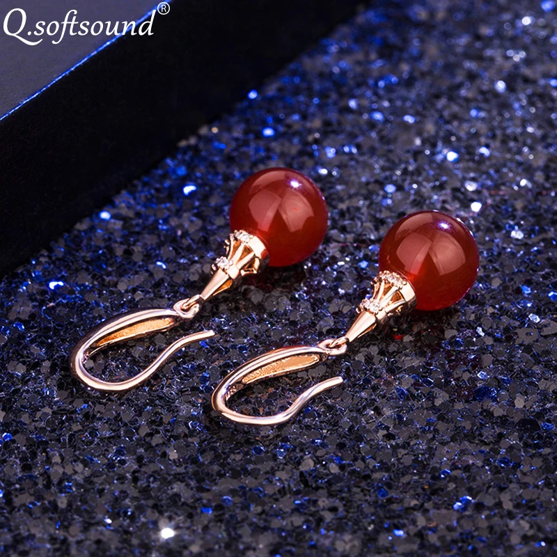 Новый натуральный халцедон висячие серьги для женщин розовое золото Цвет