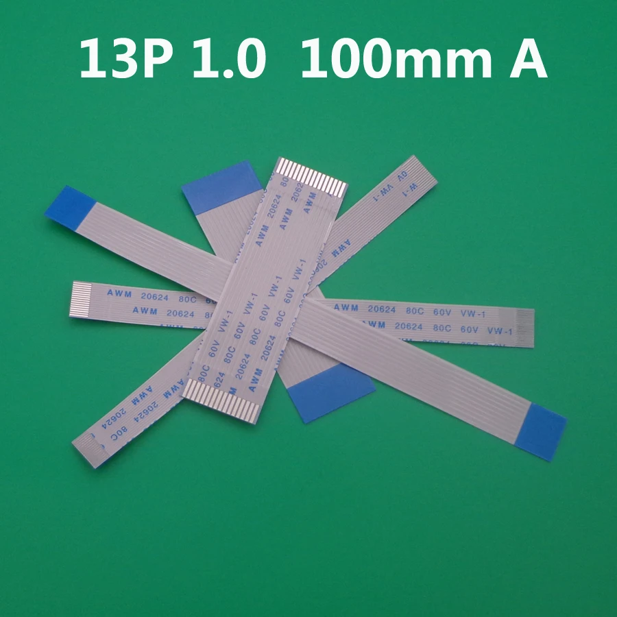 10 шт 13pin FFC FPC плоский гибкий кабель 1 0 мм шаг 13 pin длина 100 ленточный AWM 20624 80C