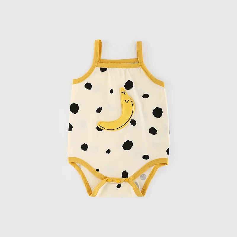 

Newborn Infant Baby Boy Fashion Smiley Letter Printed Sleeveless Sling Bodysuit Summer New Kid Girl Stripe Soft Bodysuits