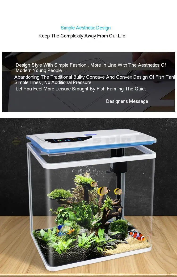 Water-free Ecological Fish Tank Small Aquarium Self-circulating Living Room Goldfish Tank Smart Desktop Lazy Home Creative
