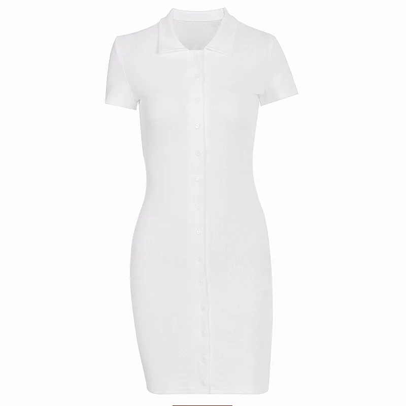 

Women Summer Dress Women 2020 New Arrivals Sexy Short Sleeve Turn-down Collar White Purple Black Solid Party Dresses sexy dress