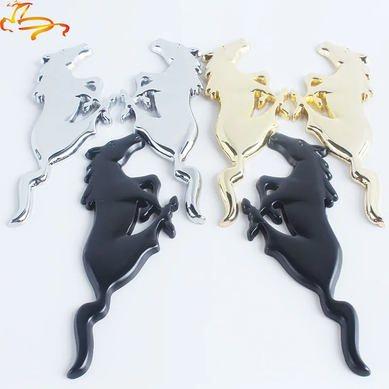 2шт автостайлинг 3D хромированный металлический бегущий лошадь логотип передний