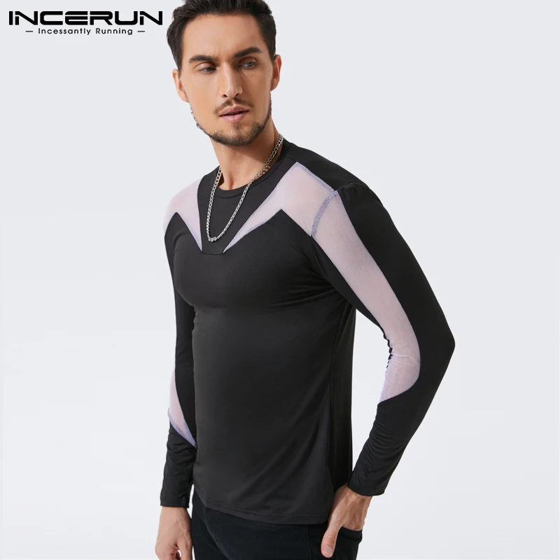 Мужская Сетчатая футболка в стиле пэчворк 2022 привлекательная Прозрачная