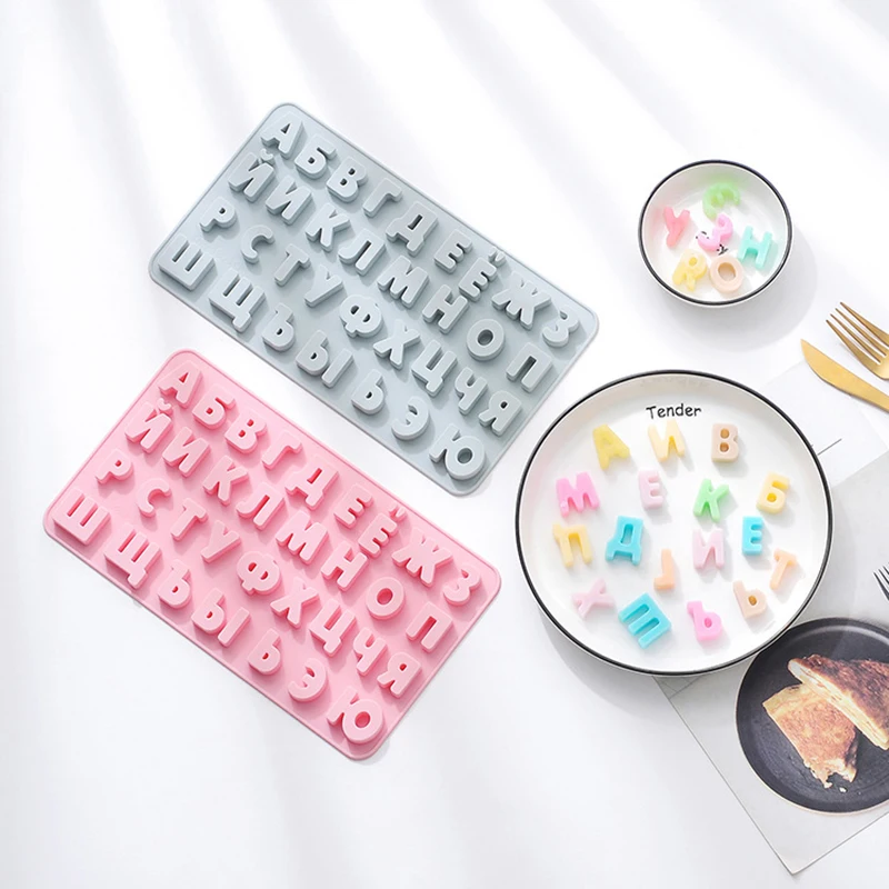 

1pcs Russian Letters Silicone Cake Mold Hot sale Russian Alphabet DIY for Kid Women Kitchen Candy Chocolate Mold Baking Tools