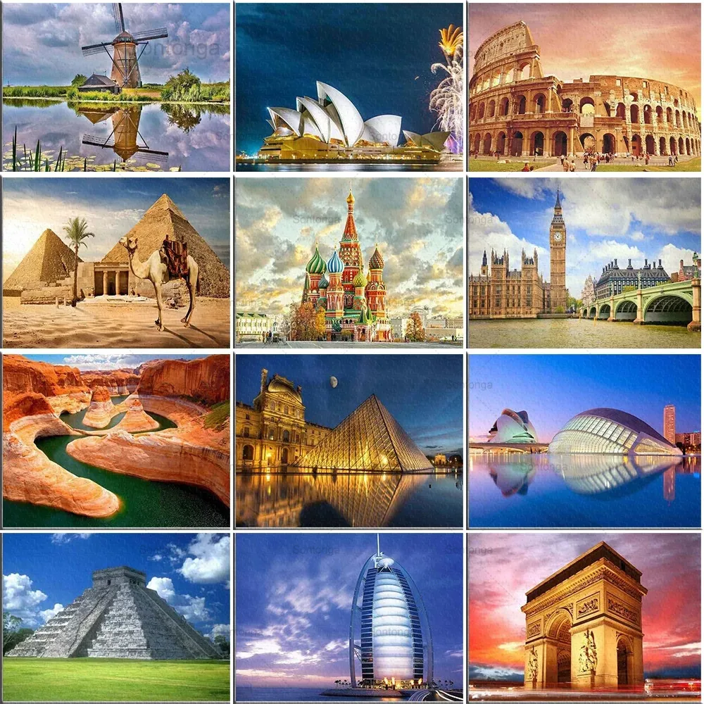 

World-Famous Tourist Attraction Series Diamond Painting Full Square/round Diamond Embroidery Sale Mosaic Home Decor Unique Gift