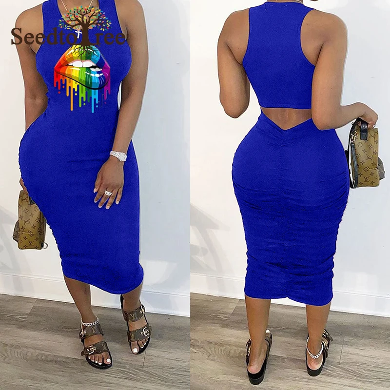 Женское облегающее плиссированное платье миди без рукавов летние облегающие