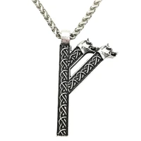 viking wolf amulet runic rune fehu norse talisman irish knots jewelry goth men necklace