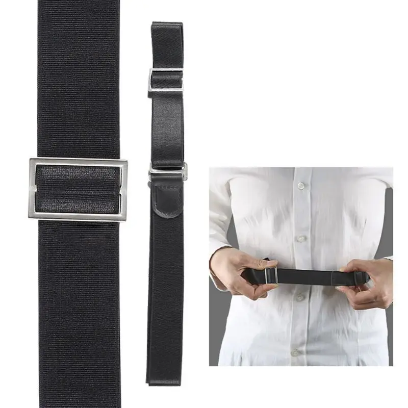 

Men Shirt Stay Holder Black Lock Belt Adjsutable Elastc Non-Slip Wrinkle Bandage