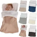 2019 плотный вязаный конверт для пеленания новорожденных, Теплый Новый домашний вязаный крючком теплый спальный мешок с капюшоном для детской коляски