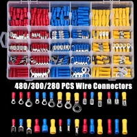 480300280pcs insulated cable connector electrical wire crimp spade butt ring fork set ring lugs rolled terminals assorted kit