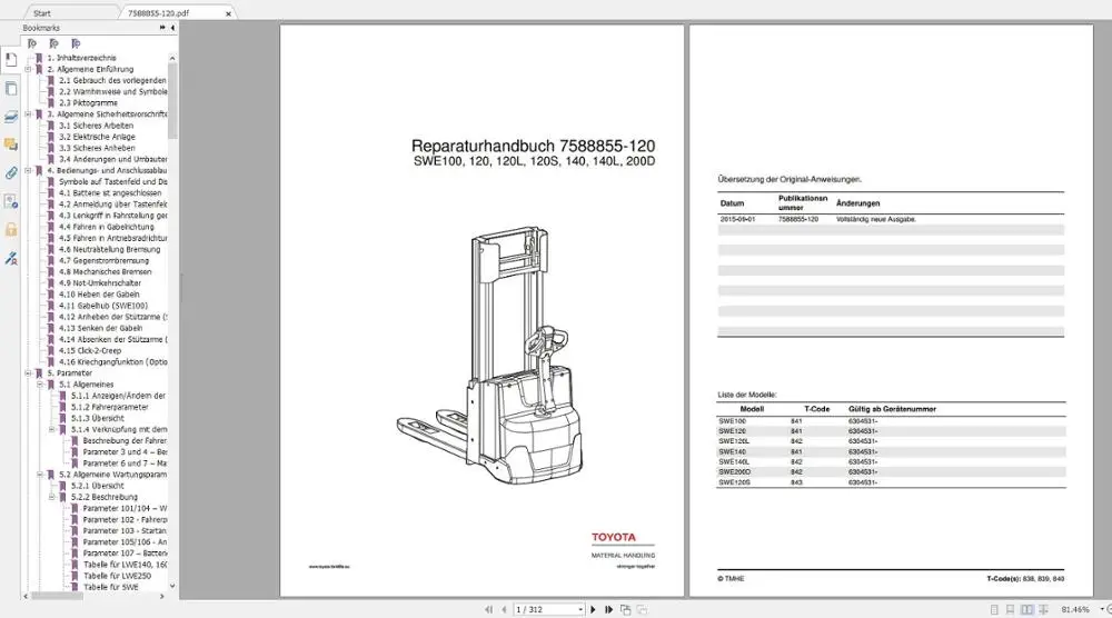 BT & для Toyota вилочный погрузчик полный пакет запасных частей руководства по