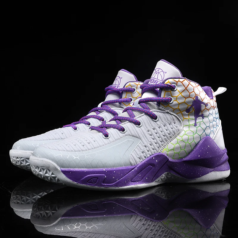 Новейшие мужские баскетбольные туфли дышащие сетчатые кроссовки с подушкой