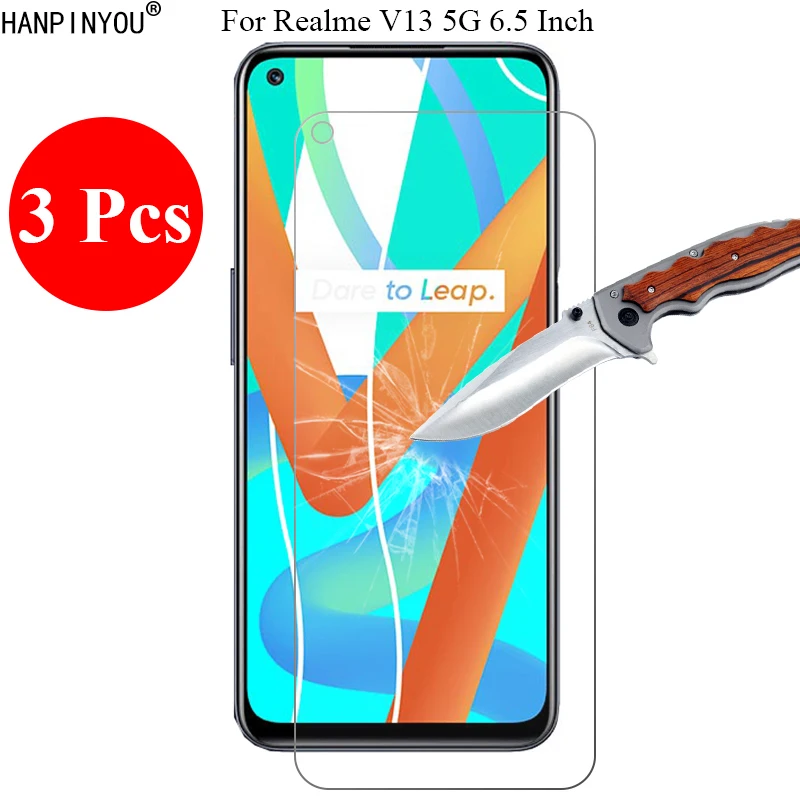 

3 Pcs/Lot 9H 2.5D Tempered Glass Screen Protector For Realme V13 5G 6.5" Protective Film + Clean Tools