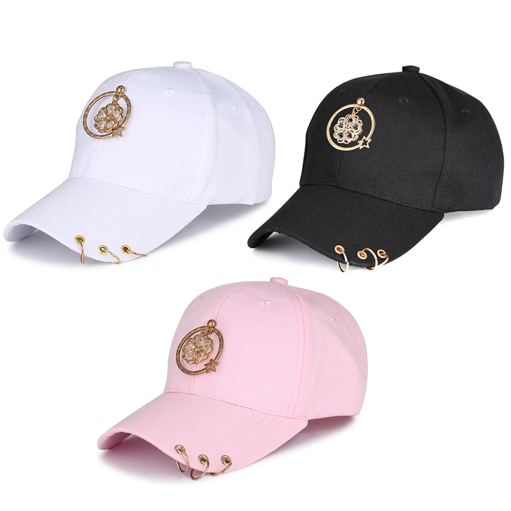 Ажурное цветочное козырек кольцо для пирсинга K Pop Женская бейсбольная кепка