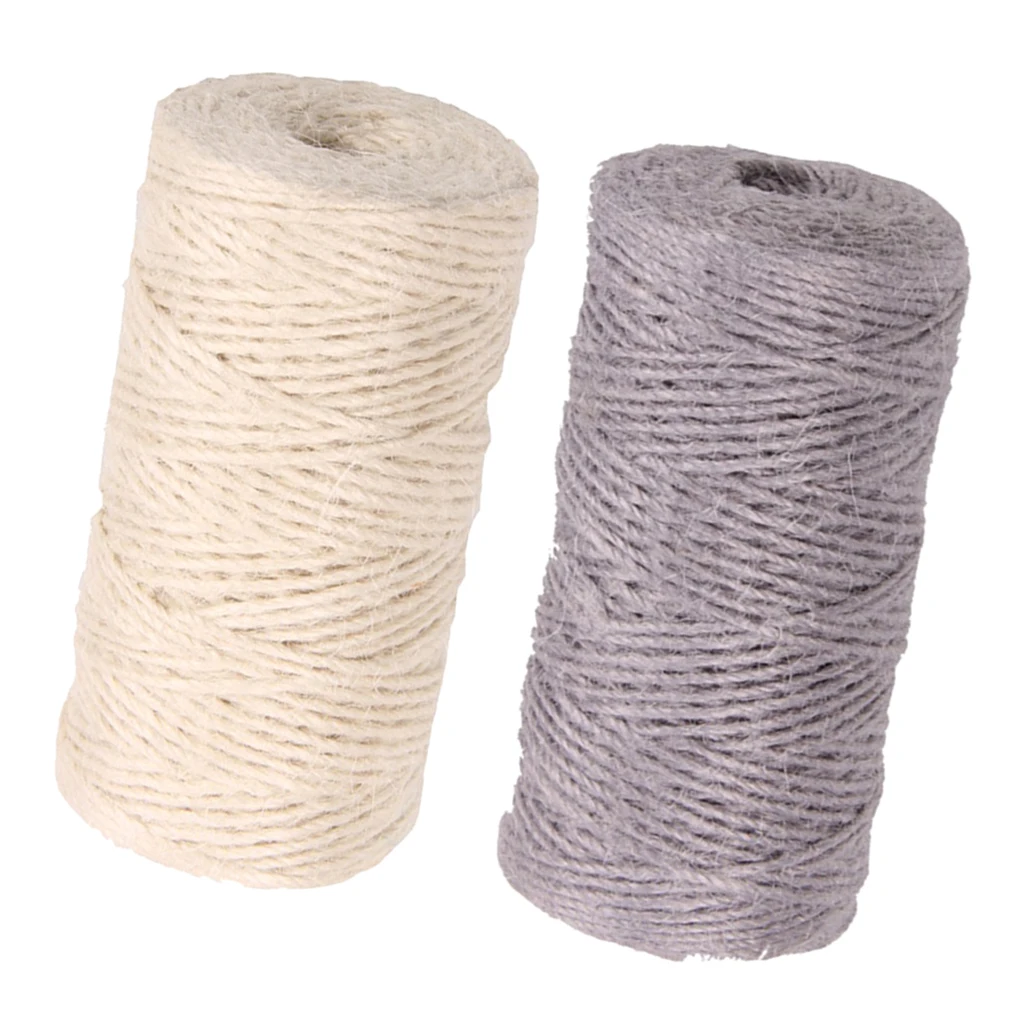 

2 Pieces Jute Cord 2mm String Crafts DIY Gift Wrapping Twine Rope 100m