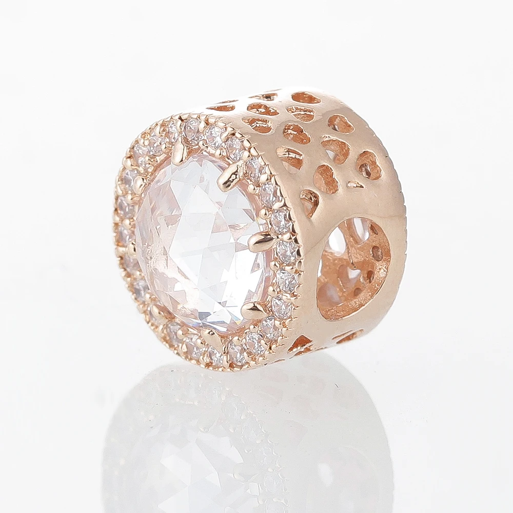 

Rose Gold Jewelry Radiant Hearts Charm Fashion Beads For Jewelry Making Fits Original Silver Bracelets For Woman DIY