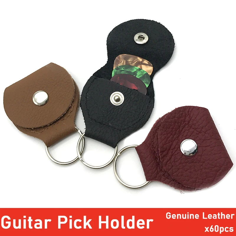 

60pcs Genuine Leather Electric Guitar Pick Holder Case Bag Guitar Parts Accessories High Quality