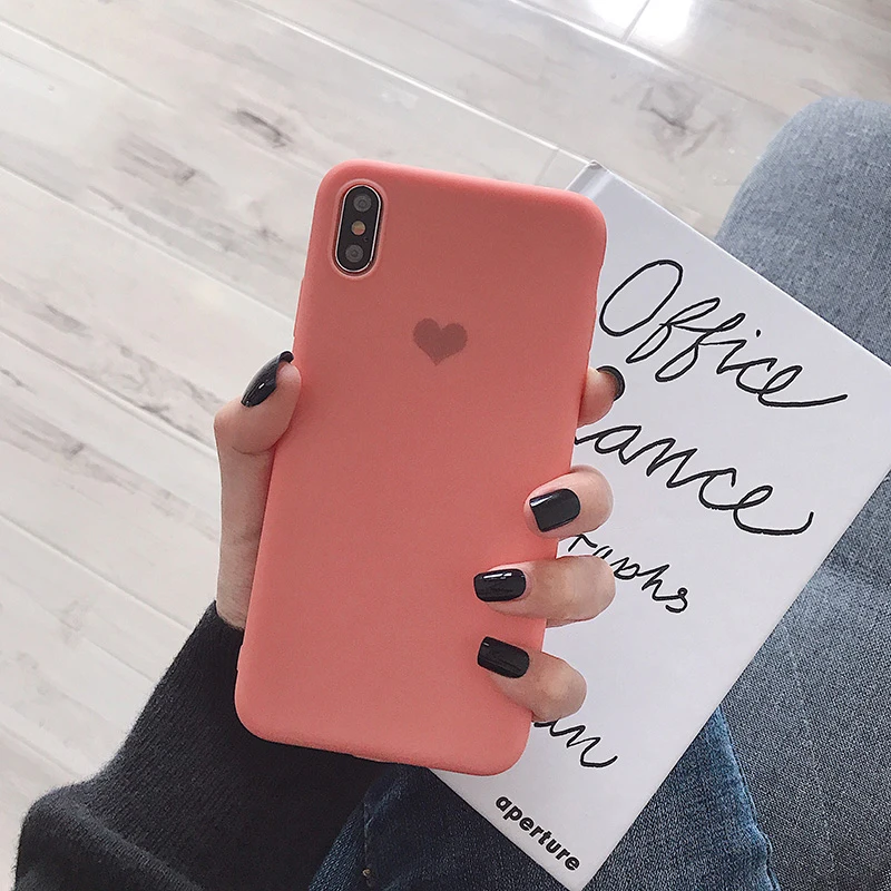 VZD простой сплошной I Love U iphone 11 Pro X 7 Чехол для iphone Xs Max Xr женский анти-осень телефон 6S Tpu мягкий чехол 8 7plus задняя крышка - Цвет: M Orange little love