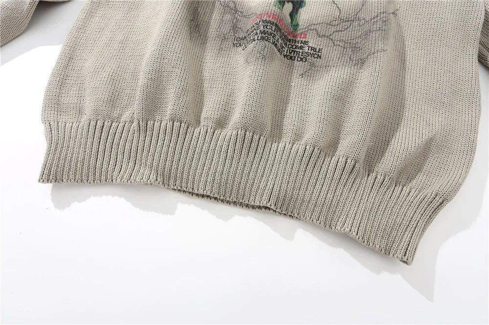 

Men Hip Hop Knitted Jumper Sweaters Angel Lightning Printed Streetwear Harajuku Autumn Oversize Hipster Casual Pullovers