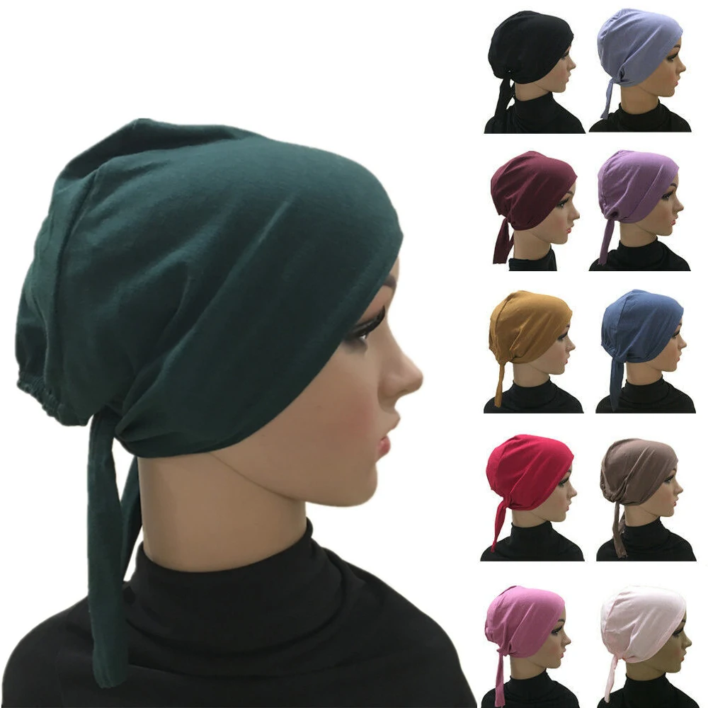 

Full Cover Inner Muslim Soft Cotton Hijab Turban Cap Islamic Head Wear Hat Underscarf Bonnet Turkish Scarves Muslim Headcover