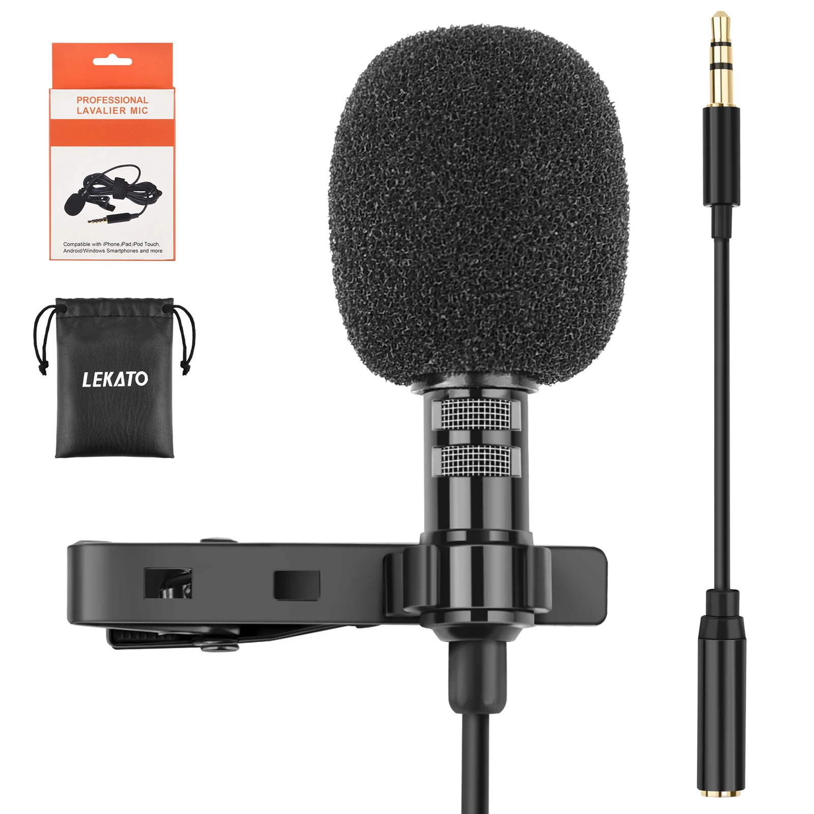 

1 Recording Microfone Lavalier Lapel Microphone Bundle Lapel Mic Microphone Video Mic for Video Live Youtube Video Record