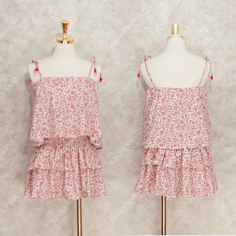 Комплект из двух предметов короткий топ с цветочным рисунком и гофрированная