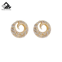 stud earring for wome ol style concise gold color fashion jewelry crystal