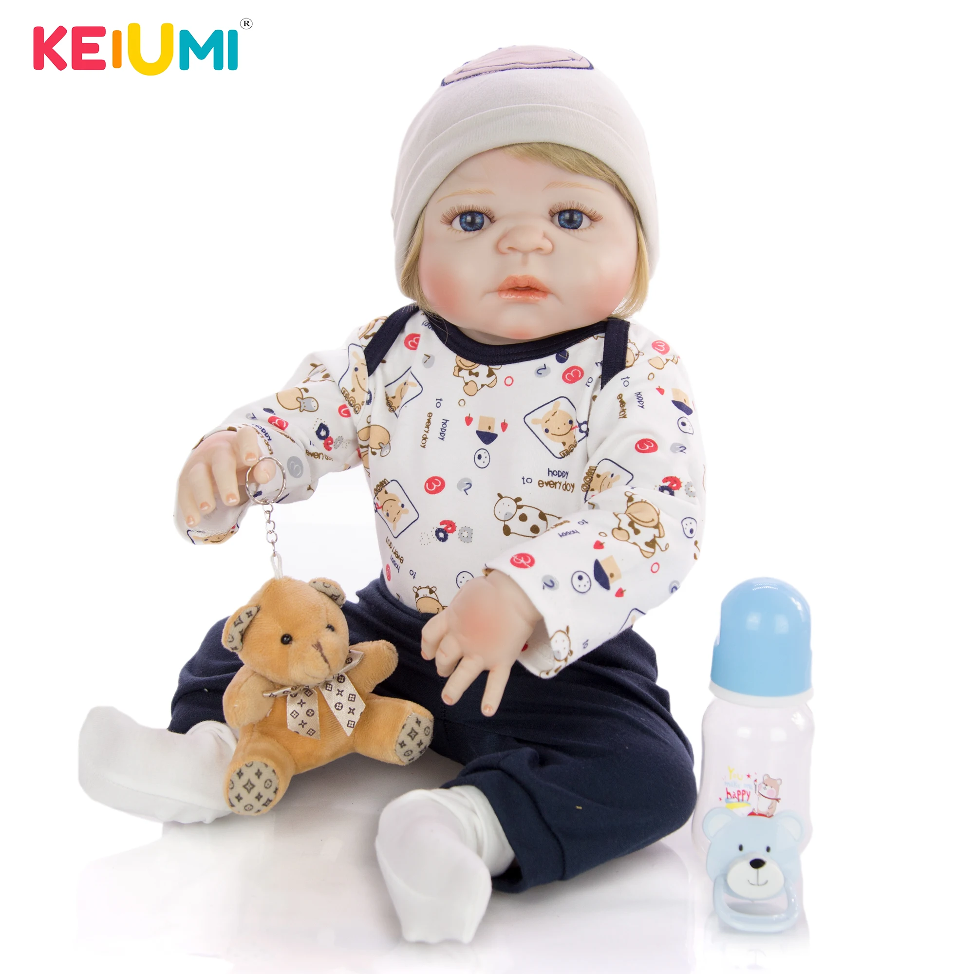 Кукла-младенец KEIUMI полностью силиконовая кукла-реборн 23 дюйма с обезьяной для