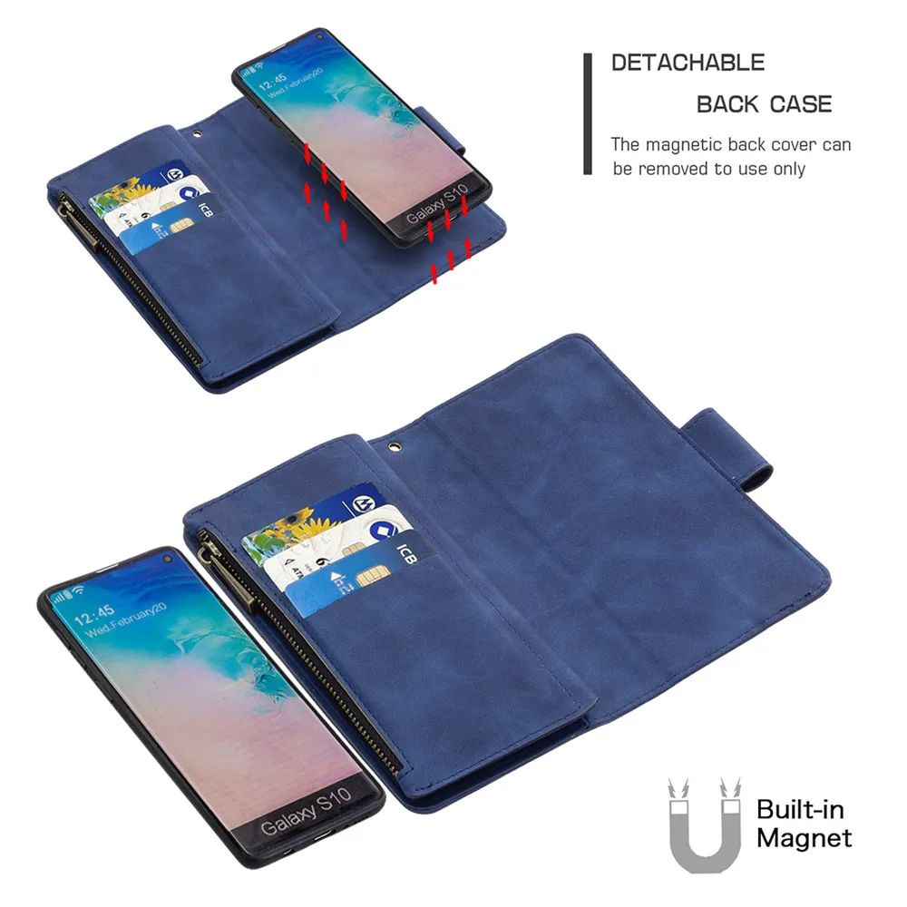 Роскошный чехол кошелек на молнии для Samsung Galaxy S20 FE S10 S9 Note 20 10 Ultra Plus Lite A81 A91 кожаный