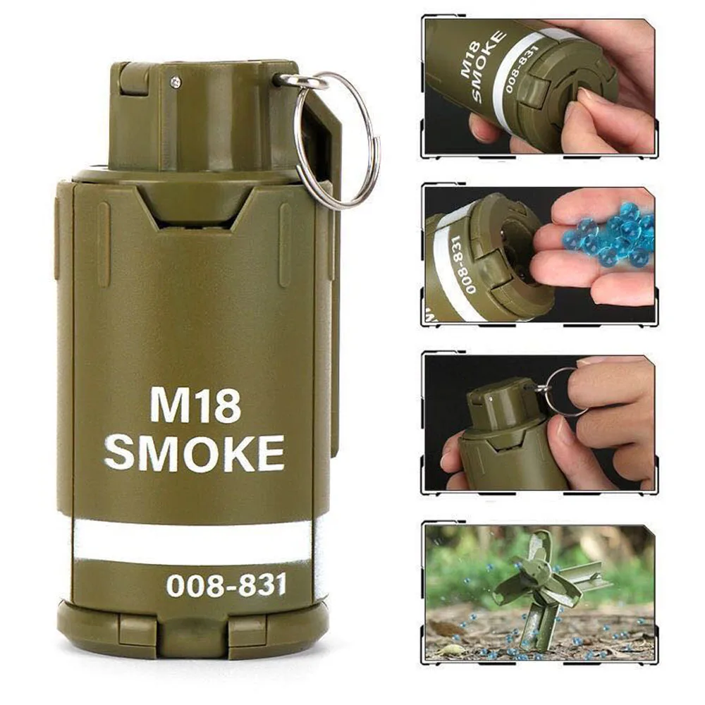 

M18 hand throw explosive bomb Gel Ball Eat Chicken For Children toy Water Mine Bomb Burst M18 metal pull ring G17 Toy Grenade