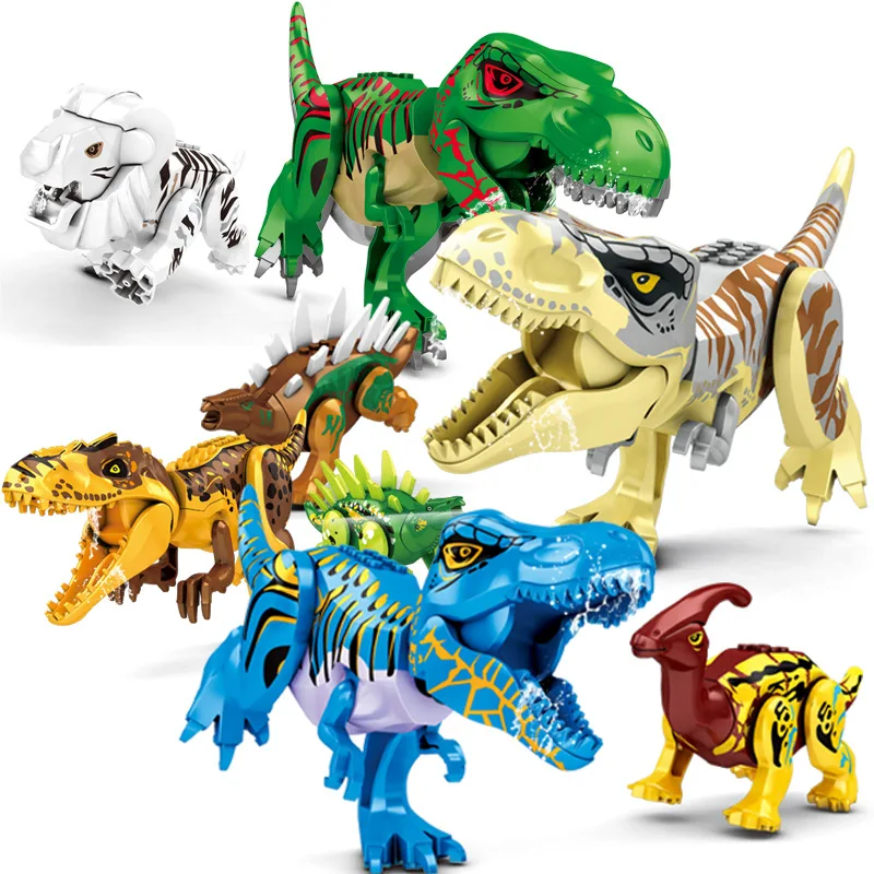 

Строительные блоки Юрского периода мир динозавров 2 фигурки кирпичи тираннозавр рекс индоминус Рекс и Рекс собрать детские игрушки