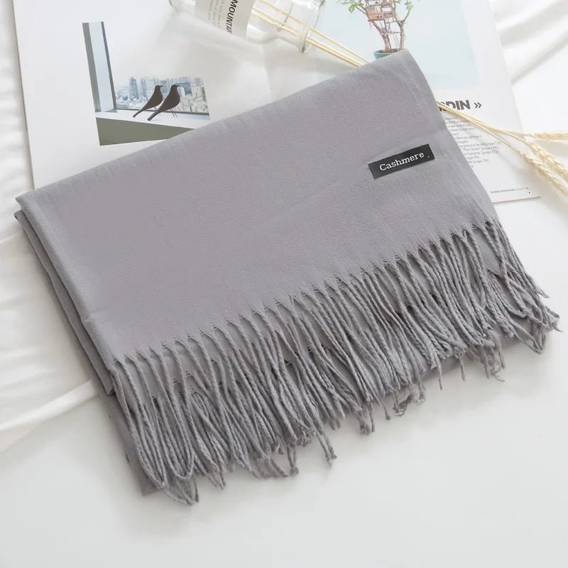 Hemp Gray Зимний мягкий теплый кашемировый шарф для женщин шерстяные шарфы хаки зимнее пончо черные мужские кашемировые шарфы женские шали красные пашмины - Цвет: Hemp Gray