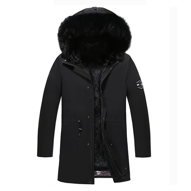 2019 новое пальто с воротником из натурального Лисьего меха зимняя мужская длинная