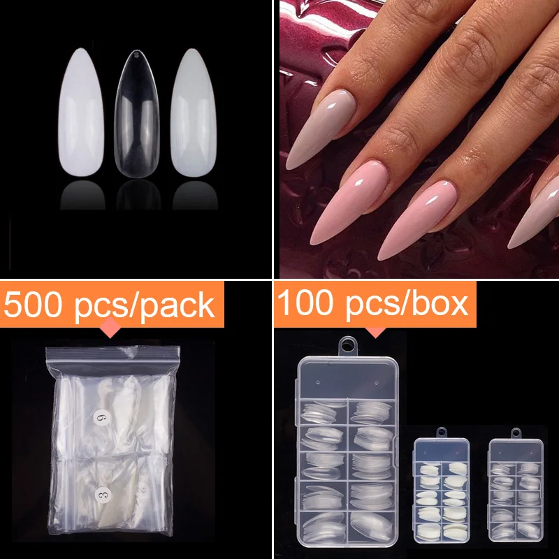 Накладные ногти в форме миндаля 100 шт. 500 Длинные накладные стилеты для дизайна