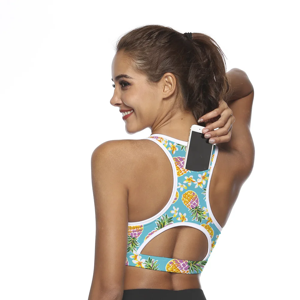 

printing tropical leaf Sports bra fashion Lingerie for women sportwear gym fitness Push up bra
