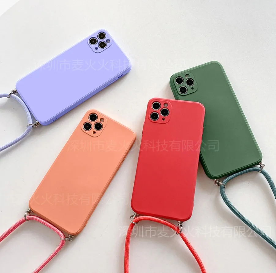 

100pcs Crossbody Necklace strap Lanyard Cord silicone phone case for iphone 12 MiNi 12 Pro 11 Pro X XR XS Max 6S 7 8 plus cover