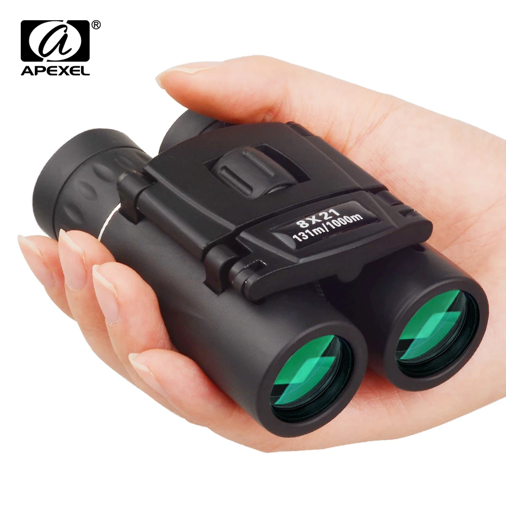 

APEXEL 8x21 Compact Zoom Binoculars Long Range 1000m Folding HD Powerful Mini Telescope BAK4 FMC Optics Hunting Sports Camping