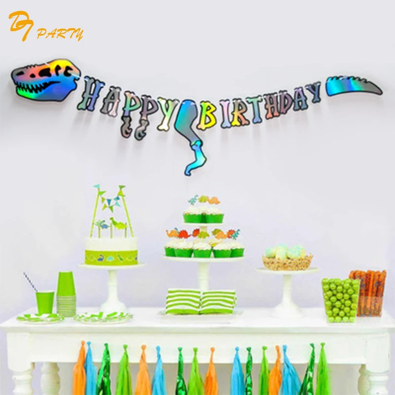 Блестящий цветной динозавр тематический баннер вечерние Парк Юрского периода