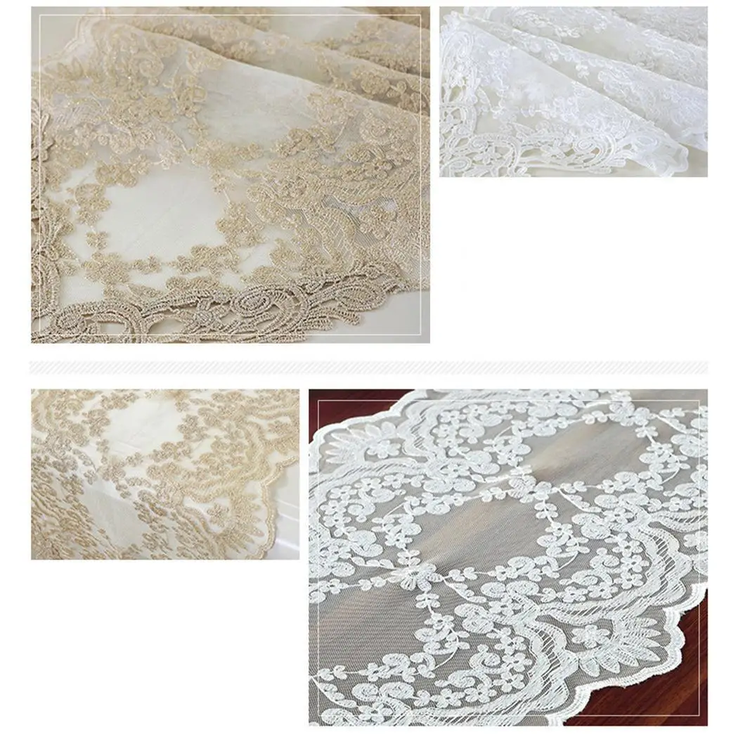 Простая кружевная скатерть белый стол светло-золотой телевизор обеденный | Дом и