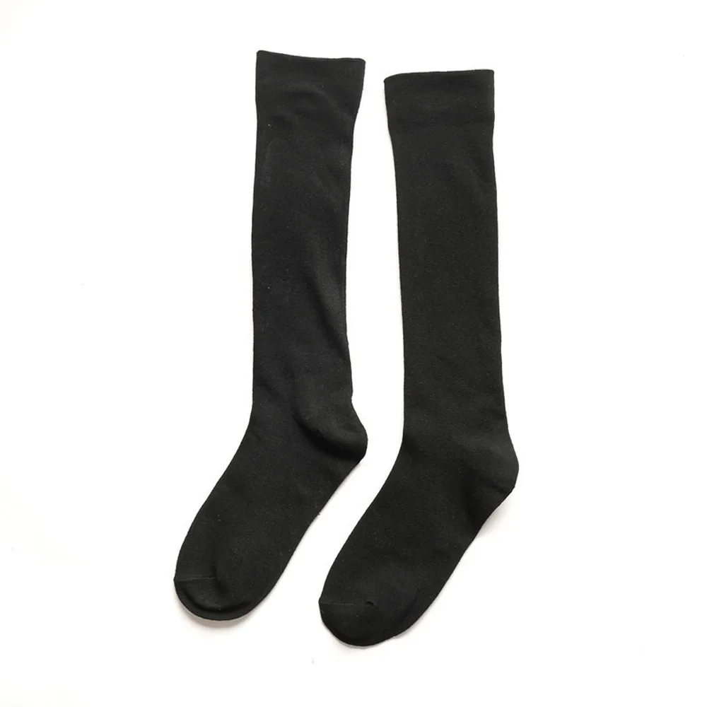 

Women's Leg Socks Japanese Autumn Winter Knee Warm Breathable Solid High Tube Cotton Standard Casual Cute Black Lolita Socks