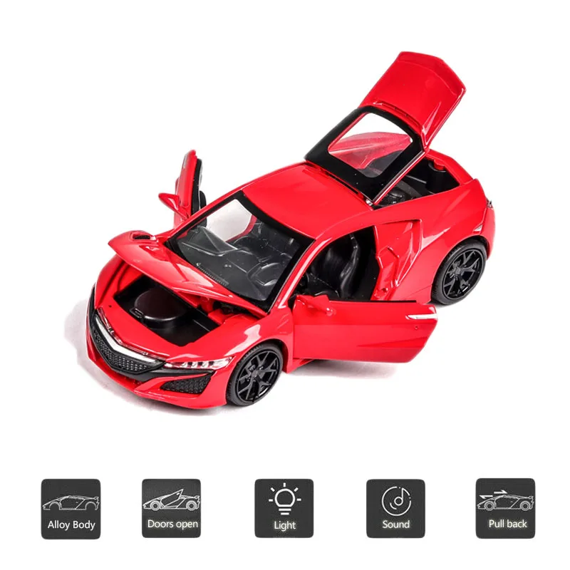 Модель автомобиля Honda Acura NSX 1:32 литой игрушечный автомобиль Мигающий реквизит для