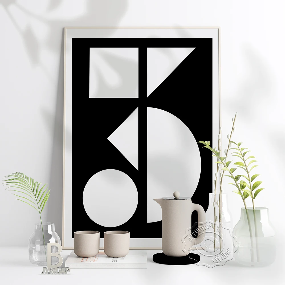 

Black And White Bauhaus Art Poster, Bauhaus 36 Vintage Wall Stickers, German Minimal Shape Modernist Art Home Wall Picture Decor