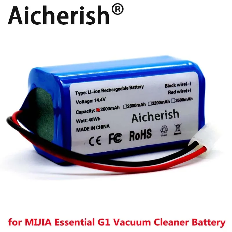 

Aicherish 14.4V 2600Mah Rechargeable Li-Ion Battery For Mijia Mi Robot Vacuum-mop Essential G1 Vacuum Cleaner 18650 Batteries