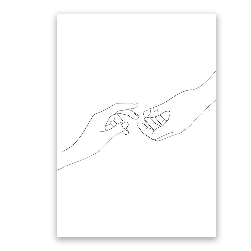 Nordic Love Holding Hands Line Canvas Painting Romantic Black And White Posters and Prints Wall Art Pictures For Living Room | Дом и сад