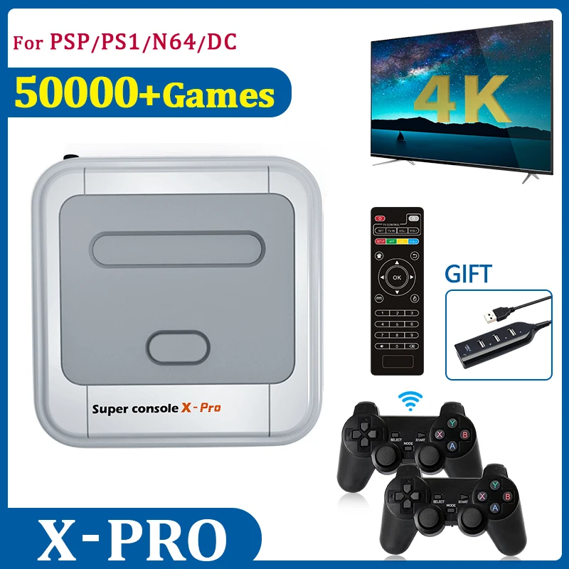 Супер консоль X Pro Ретро видео игровые консоли ТВ Box игры для PSP/PS1/N64/DC HD WiFi выход двойная система встроенные 50000 + игр - изображение