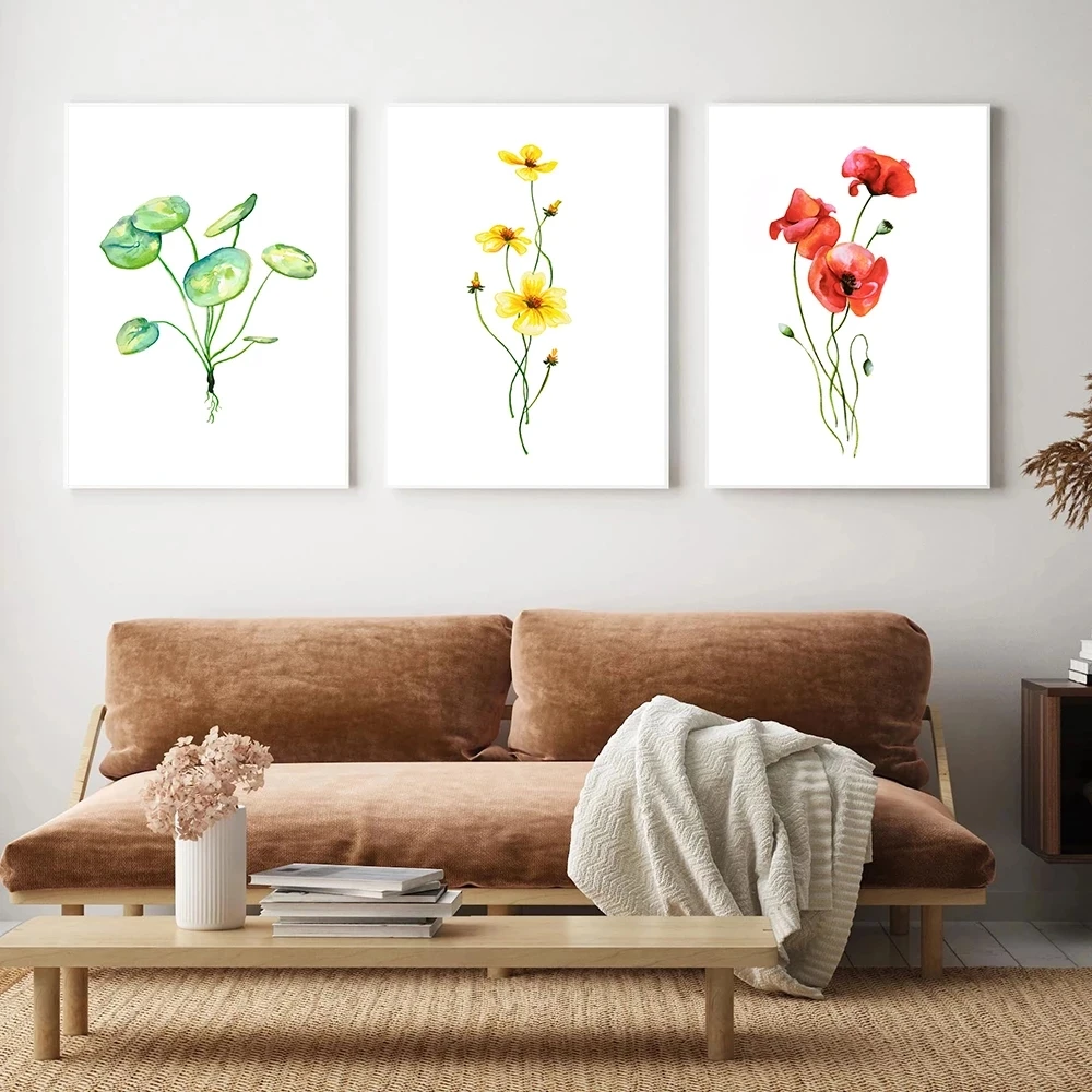 

Abstract Minimalist Plant Flowers Paintings Wall Art Nordic Canvas Posters and Prints Living Room Bedroom Corridor Decoration