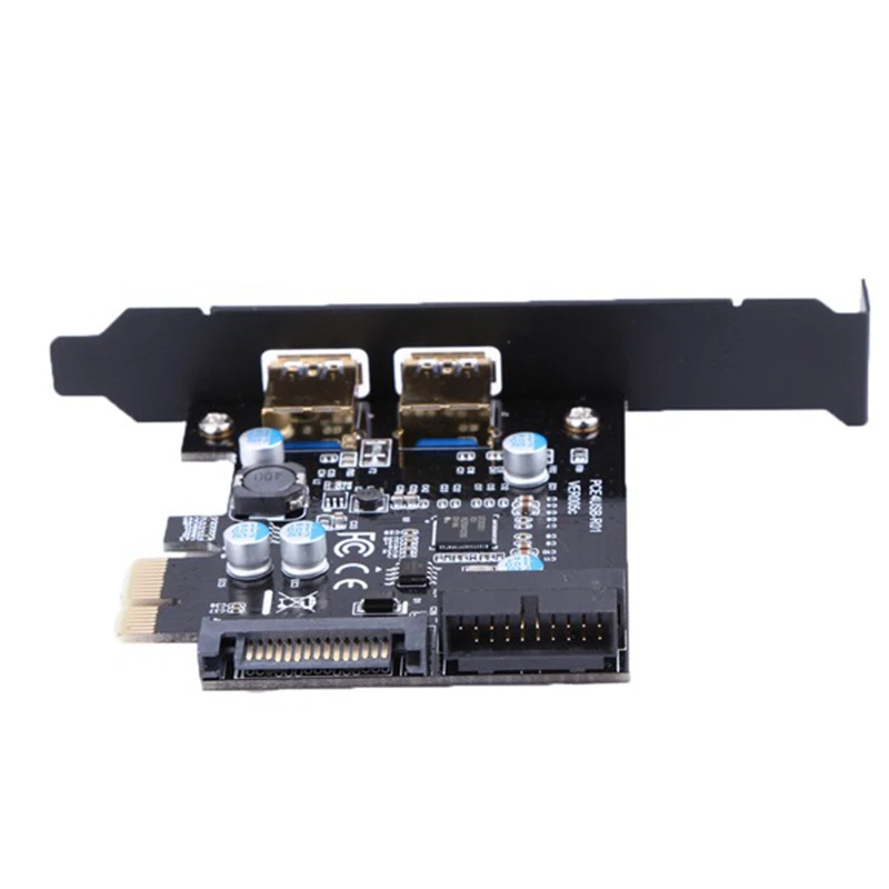 

USB 3.0 to PCI-E 2 Port PCI Express Expansion Card 19-Pin Power Connector Super Speed for Desktops PC