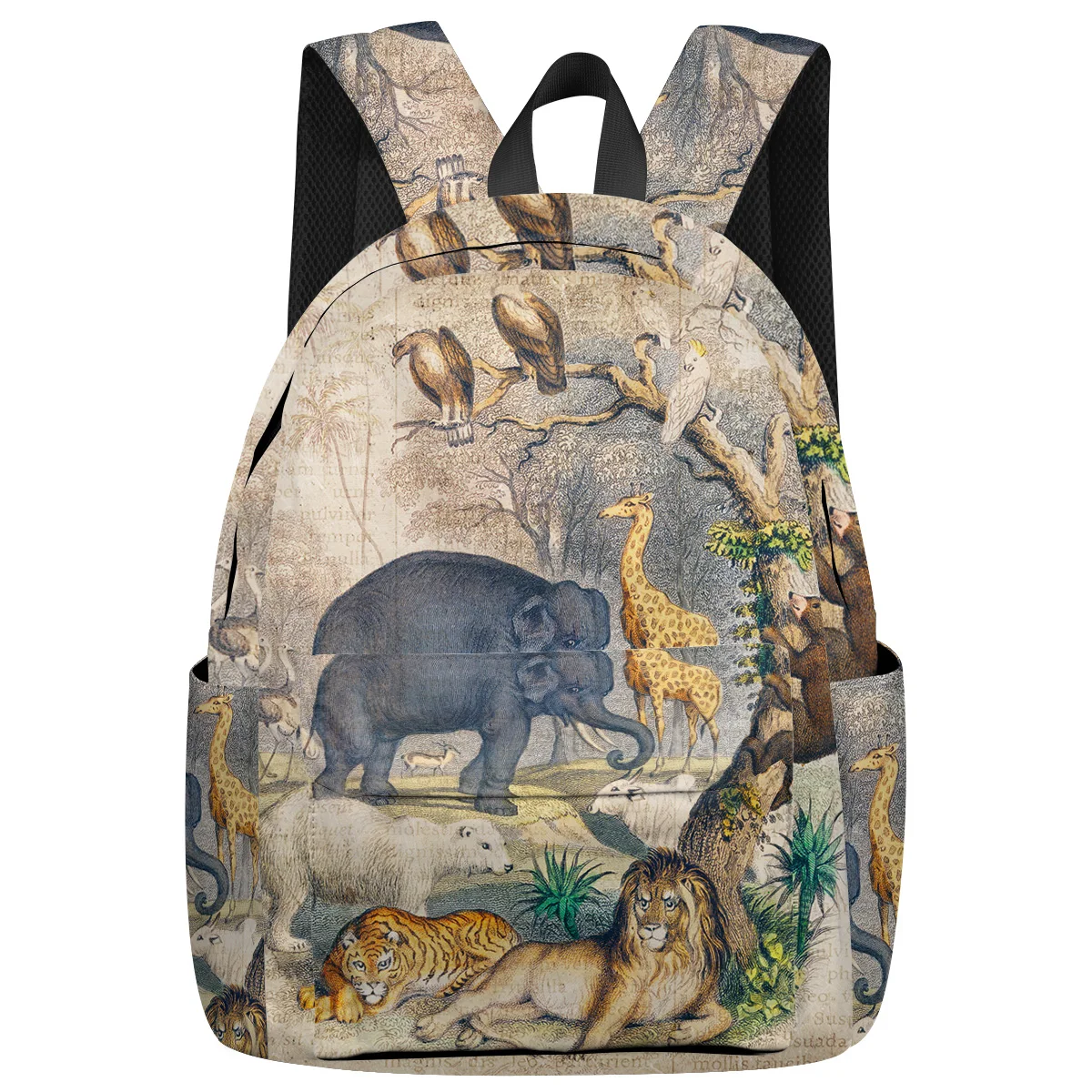 Винтажный рюкзак с изображением животного газета слон лев тигр леса для женщин и