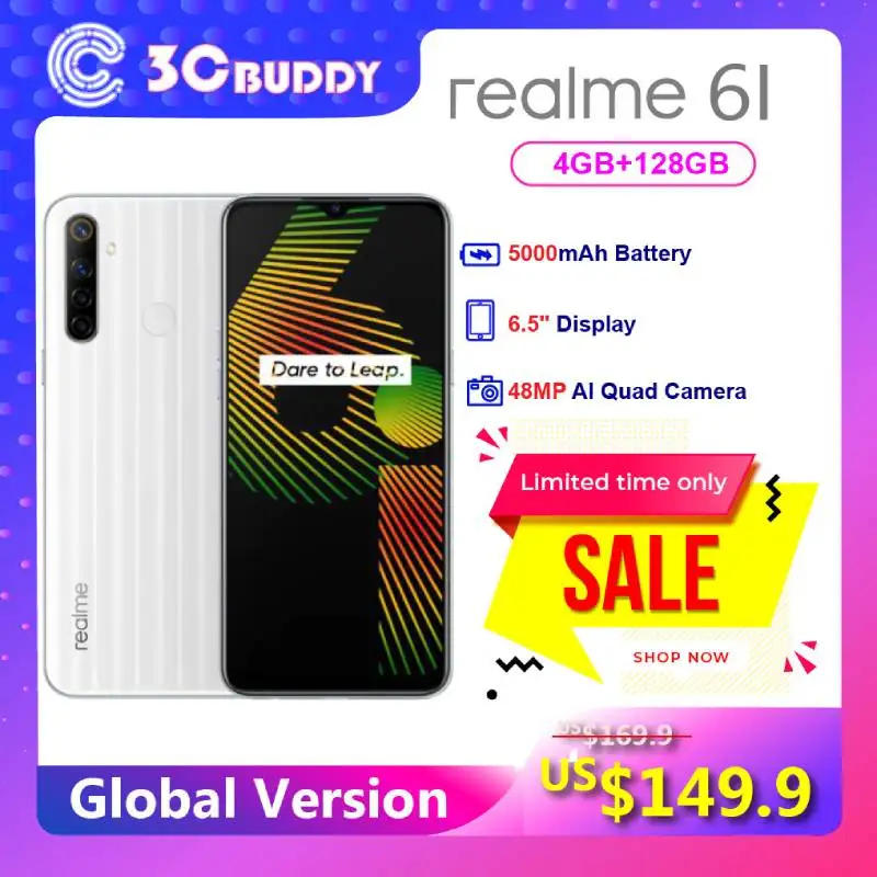 

Смартфон realme 6i, 4 + 128 ГБ, 8 ядер, 5000 мАч, 48 МП, 6,5 дюйма