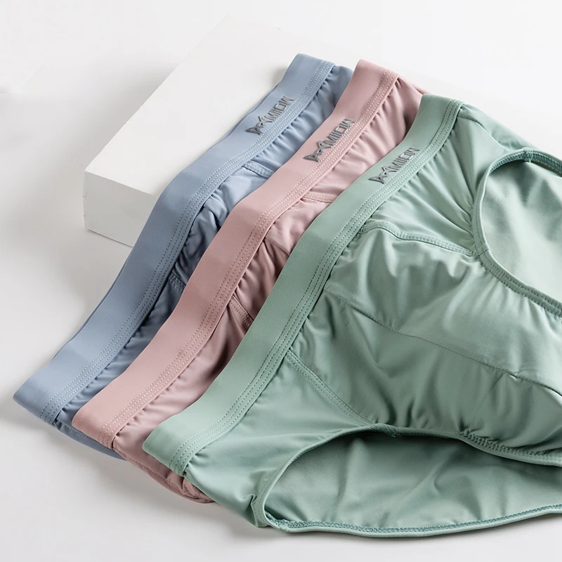 MiiOW Men's Ice Silk Briefs 3PCS 3A Grade Antibacterial Moisture Absorbent Soft Elastic Comfortable Men Underwear Factory Direct